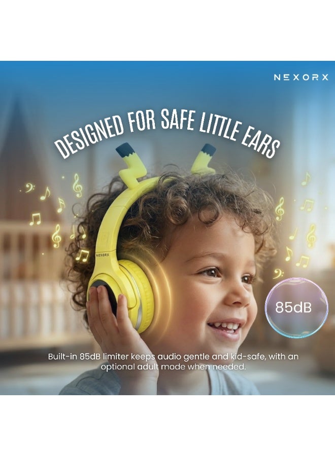 NEXORX NexTunes 003 Lite Kids Headphones – Bluetooth 5.0, 6H Playtime, Safe 85dB Volume Limit, Built-in Mic, Foldable & Lightweight Design for Ages 3+ Yellow - Image 5